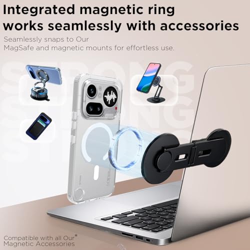 Image of RIGGEAR Shockproof Clear Hybrid Armor Magnetic Back Cover Case Compatible with MagSafe Accessories for Nothing Phone 4a Pro 5G (Transparent PC and TPU Bumper)
