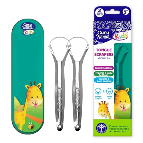 GuruNanda Kids Tongue Scraper (2-Pack) with Travel…