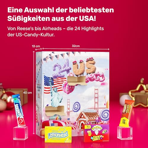 USA Adventskalender 2025 mit Amerikanischen Süßigkeiten [ORIGINAL US CANDY] - US Sweets Adventskalender - USA Süßigkeiten (24 USA Sweets)