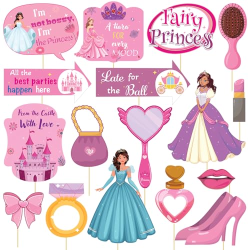 Image of Party Propz Princess Theme Birthday Decoration Items- 17 Pcs, Princess Decoration Set Combo, Birthday Props for Kids, Princesses Party Supplies for Girls,Photobooth Props Fun