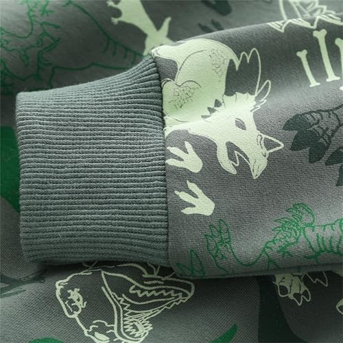 Toddler Boy Dinosaur Crewneck Sweatshirt Cotton Long Sleeve Pullover Shirt Fashion Top Camouflage Green Fall Outfit3