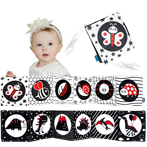 Image of High Contrast Baby Toys 0-3 Months, Black and White Infant Tummy Time Soft Book Toys for Educational Activity & Brain Development, Newborn Toys Cloth Book Crib Toys for Infants 0-3 Years Old