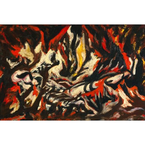 Tableau Jackson Pollock La Flamme toile tendue moderne 71x96.5 cm pour salon