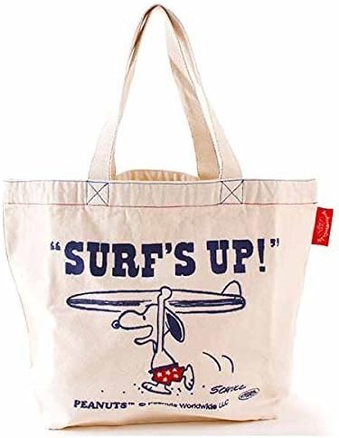 Amazon スヌーピー B4サイズ 刺繍 トートバッグ サーフアップ柄 刺繍糸 青 ブーフーウー Boofoowoo ブーフーウー エコバッグ 買い物バッグ