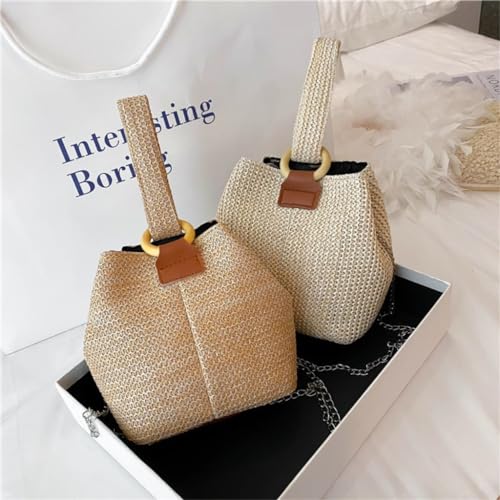Straw Bag Versatile Crossbody Bucket Bag Fresh Handbag Woven Bag Forest Beach Straw Bag Women Straw Beach Bag3