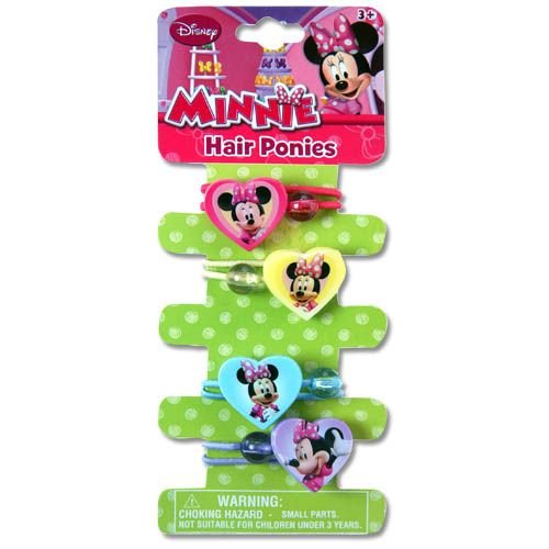 Disney Minnie Mouse Elastic Hair Ponies Pony Tail Holders Pack of 4