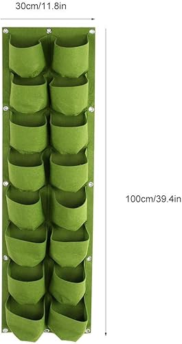 Miniatura 3 de Fdit 16 bolsillos verticales verdes colgantes de pared al aire libre jardín cultivar plantas bolsas maceta contenedor accesorios