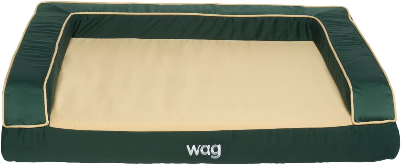 Wag Premium Pet Dog Bed | Multi Layer Construction with Cooling Energy Gel and Copper Infusion | Machine Washable Cover and Water Resistant Inner Liner | Medium, Pine Green