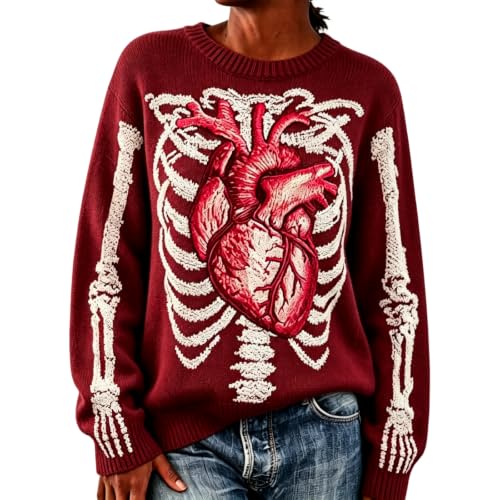 Halloween Sweaters for Women Skull Skeleton Sweater Cozy Fall Sweaters - image 1