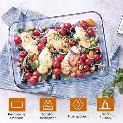 Image of Borosilicate Glass Baking Tray for Kitchen, 1000 ml, Rectangle, Transparent, Oven & Microwave Safe, Dishwasher and Freezer Safe