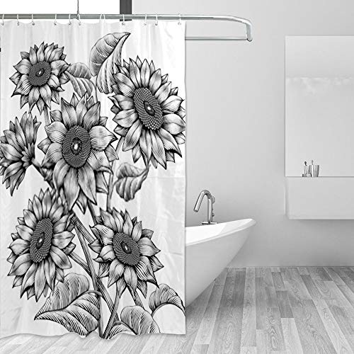 Rideau de douche polyester CHEHONG imperméable 66x72 noir et blanc - 5