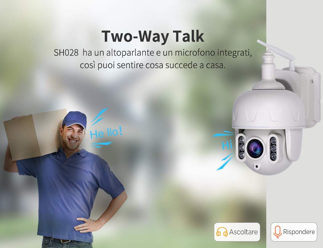 OBA SH028 TELECAMERA PTZ ZOOM OTTICO 5X WIFI AP HOTSPOT WIRELESS INFRAROSSI 2.0 Megapixel HD IR CUT NVR P2P Slot micro SD