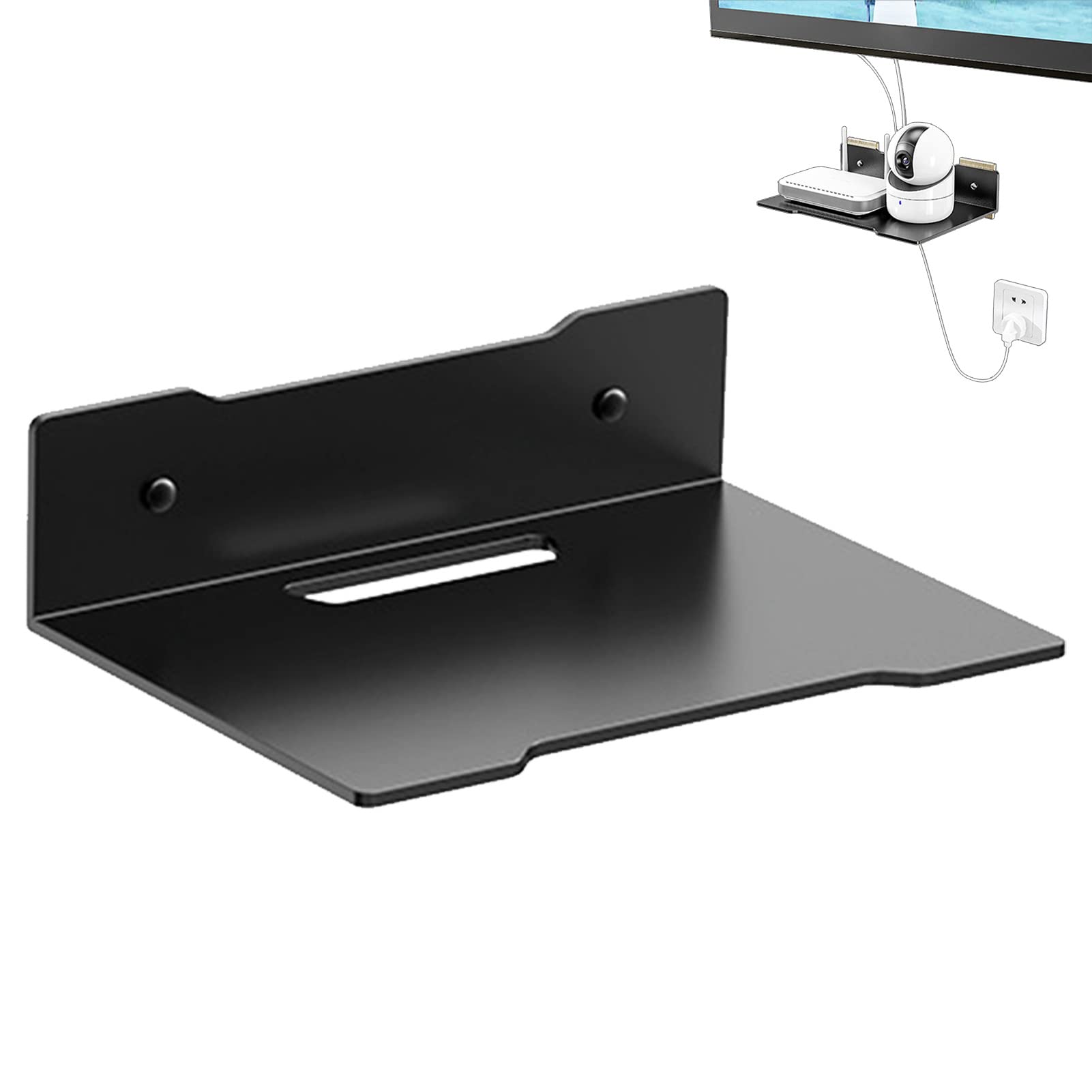 Veeteah Router Wall Mount Shelf Floating Wall Shelf For Router Speaker Shelf Wall Mount Wall Mounted Projector Shelf For Cable Boxes DVD Player Games Consoles