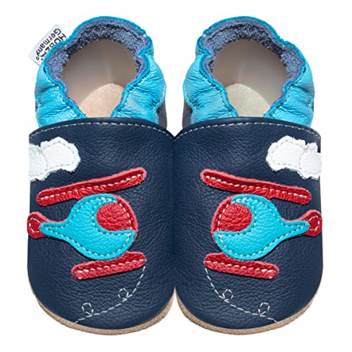 HOBEA-Germany Krabbelschuhe für Jungs und Mädchen in verschiedenen Designs, Schuhgröße:18/19 (6-12 Monate), Modell Schuhe:Hubschrauber Hubi