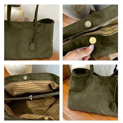 Bolso tote grande de gamuza sintética para mujer miniatura 5