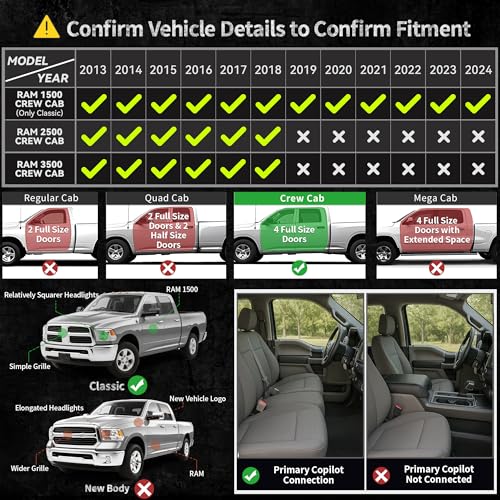 Image of OEDRO Floor Mats Fit for 2013-2018 Dodge Ram 1500 /2500 /3500, Crew Cab ONLY