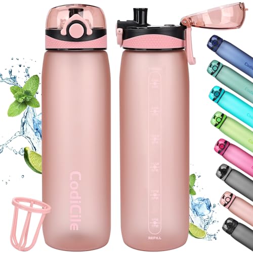 CodiCile Trinkflasche 1L, Wasserflasche 1L BPA-Frei, Auslaufsichere 1 Liter Trinkflasche, Tritan Sportflasche mit Filter für Fitness… – Ansicht 1