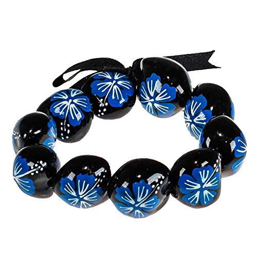 Pulsera tobillera Kukui de flor azul BlueRica ideal para la playa