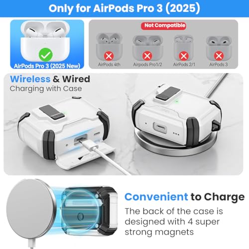 Image of ZORBES Compatible with AirPods Pro 3 Case with Lock, TPU Magnetic Cover