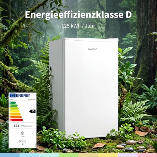 COMFEE RCU60WH3EU(E) 60L Gefrierschrank mit Inverter-Kompressor, D-Energieeffizienz Gefrierschrank klein 125kWh/Jahr, 24‑h‑Schnellgefrierung 6kg, Leise 35 dB, 3 Fächer, 4-Sterne-Gefrierleistung