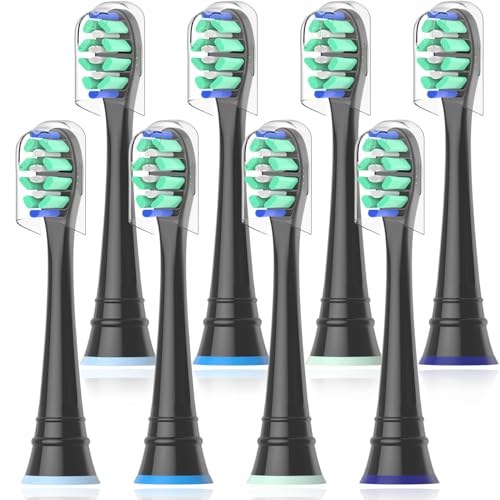 Replacement Heads Compatible with Sonicare Toothbrush Replacement Brush Head for Philips Sonicare Electric Toothbrush 4100 5100 6100 9900 C2 W3 and More Click-on Handles 8 Black