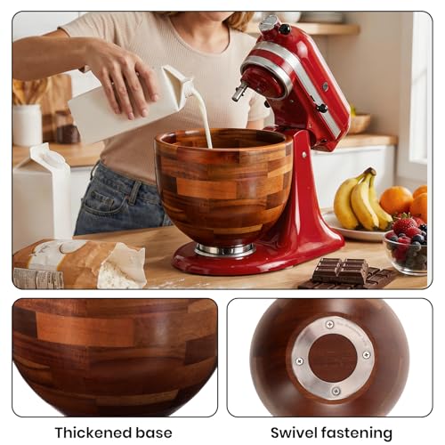 Tazón de madera para KitchenAid 5QT Acacia natural miniatura 5