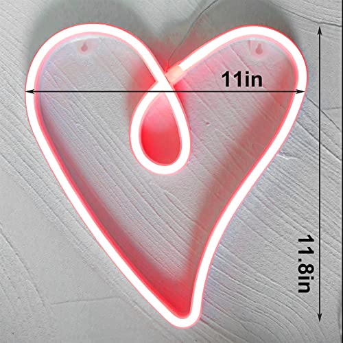 Love Heart Neon Light Valentine's Gift For Kids Or Her,Led Heart Shape Neon Signs Lamp Pink Room Decor For Wall,Fun Light For Kids Room Decoration Powered By Battery/Usb(Red) #TOP5