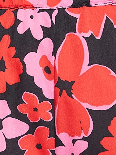 Image of Clovia Women's Crepe Floral Printed Top & Shorts Set - Red