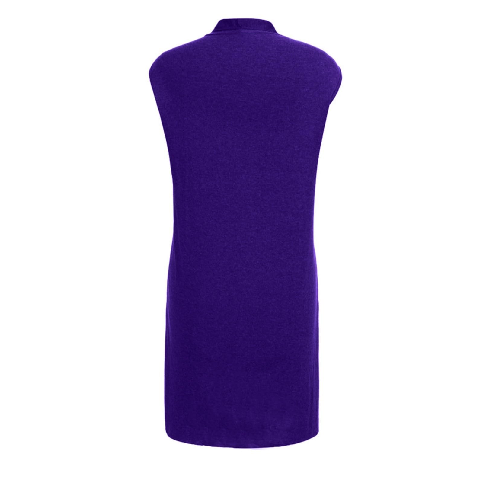 Chaqueta de punto para mujer de un solo color con frente abierto, chaleco de punto largo elástico, chaleco informal sin mangas, elegante, fino, sin mangas, abrigo de punto, cárdigan de punto monocolor