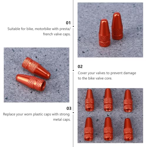 Toddmomy 12 Pzas Tapones de Válvula Metal Naranja para Bicicleta miniatura 5
