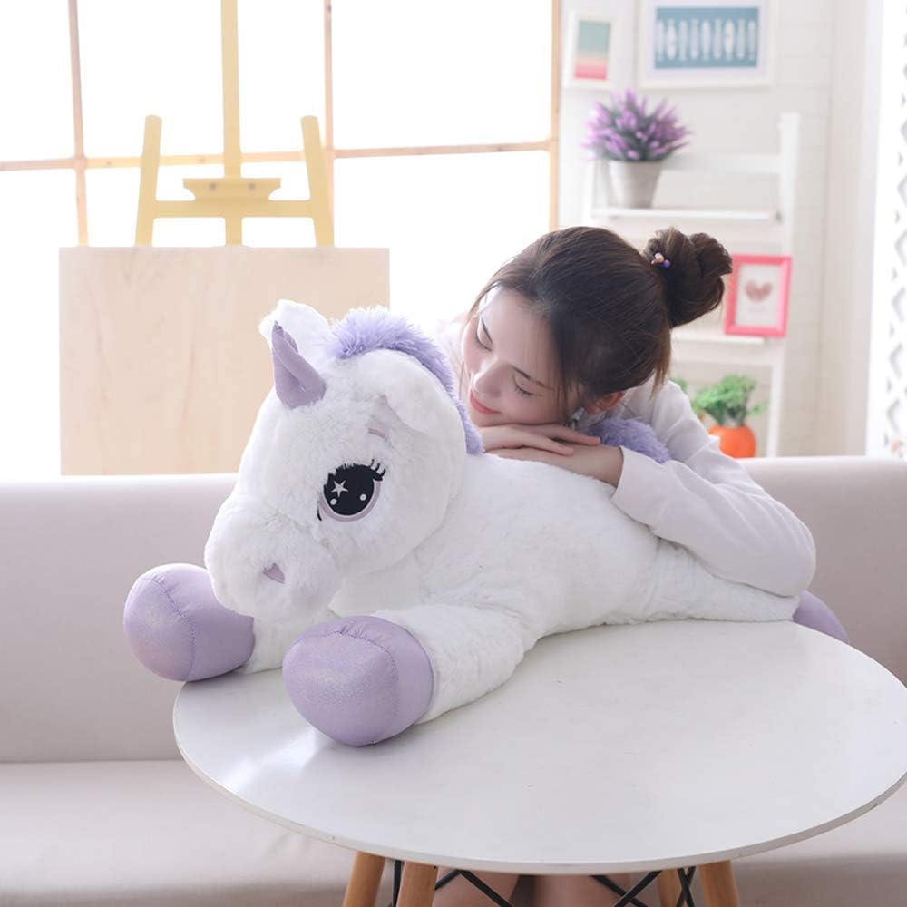 Giant Unicorn Stuffed Animal Toys,Soft Large Unicorns Plush Pillow Cushion for Birthday,Valentines,Bedroom (White, 31")