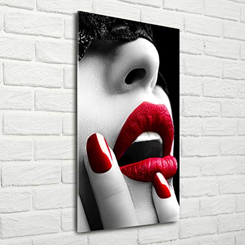 Image sur plexiglas masque de dentelle rouge déco mural 70x140