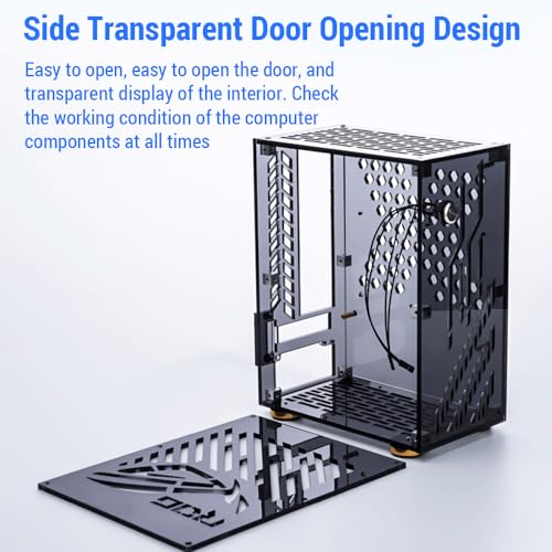 Gabinete compacto para PC Dioche, carcasa portátil pequeña, con panel lateral de plexiglás, color negro miniatura 4