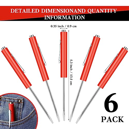 Image of 6 Pieces Pocket Screwdriver Mini Tops And magnetic pocket screwdriver with A Single Blade Head for Mechanical, Electrician (Red)