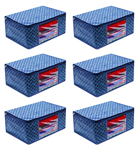 Image of Non woven storage bags for clothes With primum quality saree cover fancy saree cover with zip combo offer & cloth organizer for wardrobe (6)