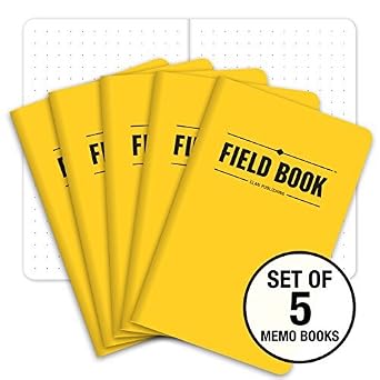 Elan Publishing Company Field Notebook/Pocket Journal - 3.5"x5.5" - Yellow - Dot Graph Memo Book - Pack of 5