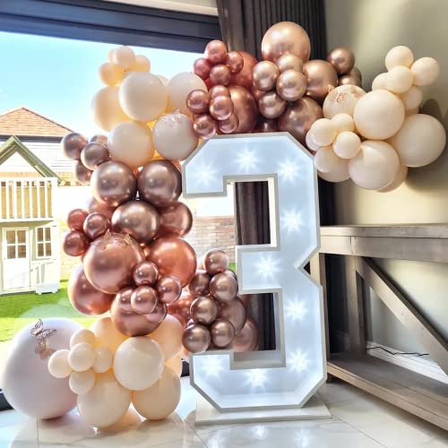 Image of PageebO Rose Gold Balloon Arch Kit-126pcs Rose Gold Balloons Sand White Balloons Chrome Gold Balloons with Golden Leaf for Baby&Bridal Shower, Birthday Party, Wedding, Grad, Anniversary Party