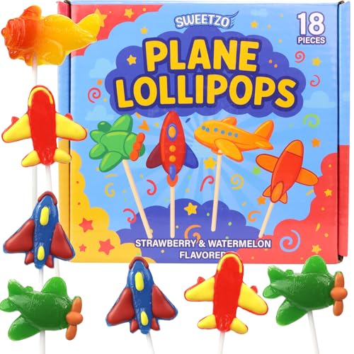 Airplane Lollipops Multicolor Plane Suckers Individually Wrapped Fruity Candy Party Favor Treats 18 Count
