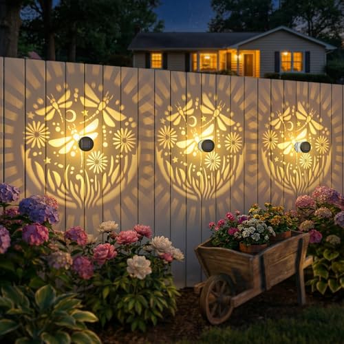 Applique murale solaire libellule en métal étanche pour terrasse et jardin (Lot de 2) - 2