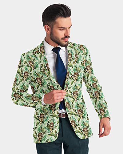 Men's Printed Blazer 2 Button Long Sleeve Regular Fit Suit Jacket Business Lightweight Casual Sport Coat2