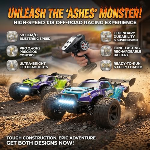 Image of The Little Ones RC Car - RC 4x4 Wheel 45 KPH Off-Road Truck Drive High-Speed Double Sided 2.4GHz Remote Control Drift Stunt Cars 360 Rotation Toys for Kids & Adults [Scale 1:18][Ashes X4]