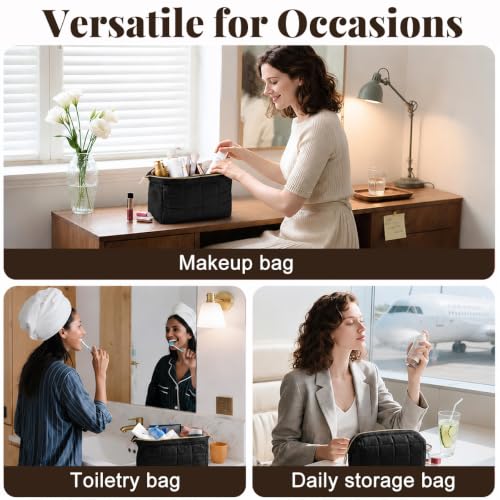 Image of MAYCREATE Makeup Pouch Bag Quilted Organiser Waterproof Travel Toiletry Bag