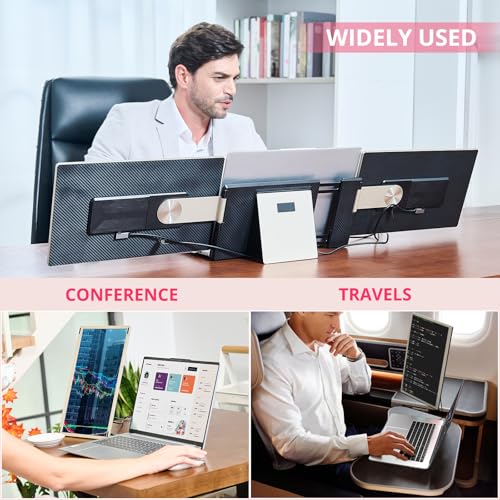 Image of LOSC 15.6 inch Laptop Screen Extender, Triple Portable Monitor with FHD 1080P IPS Display, 120% sRGB, 235 Rotation and Plug and Play Setup for 13-17.3 inch Mac, Windows & ChromeOS Laptops