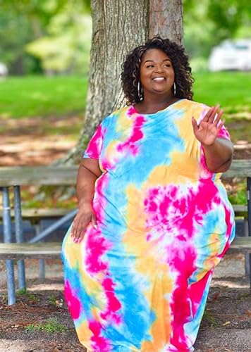 Image of YeGine Oversize Tshirt Dress Plus Size Short Sleeve Maxi Dress with Pockets