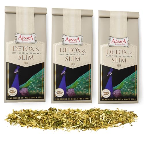 Apsara Detox & Slim Té de Hierbas Premium – 150 g (3 x 50 g) Té Suelto Natural con Mate, Ortiga y Verbena – Sabor Refrescante y Aromático para el Día a Día