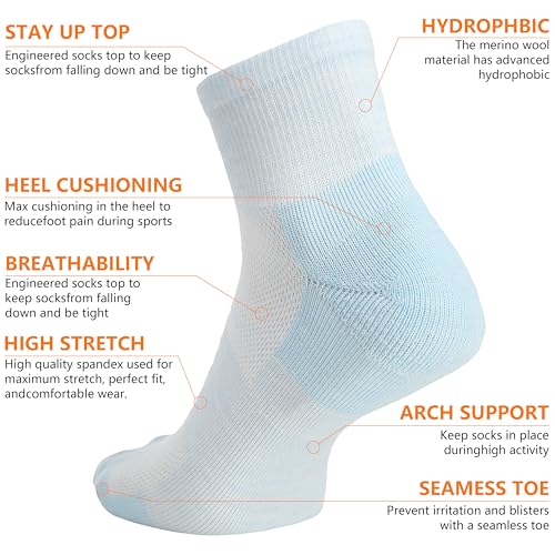 Image of 90% Merino Wool Breathable Running Ankle Socks for Men Women 3 Pairs