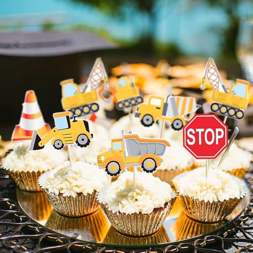 Mimurhyl 98775 35Pcs Construction Truck Cupcake Toppers Dump Truck Bulldozer Cake Decor Excavator thumb #3
