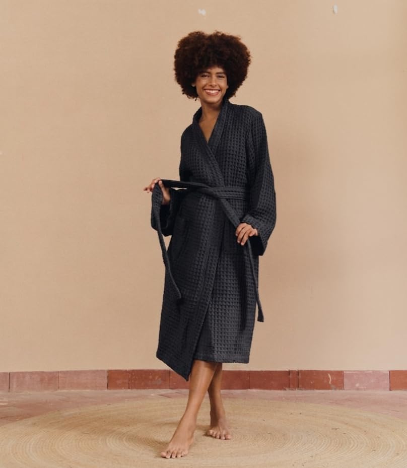 Image of Luxury Organic Japanese Cotton Hotel & Spa Waffle Bathrobe for Men and Women (Hooded /Kimono)