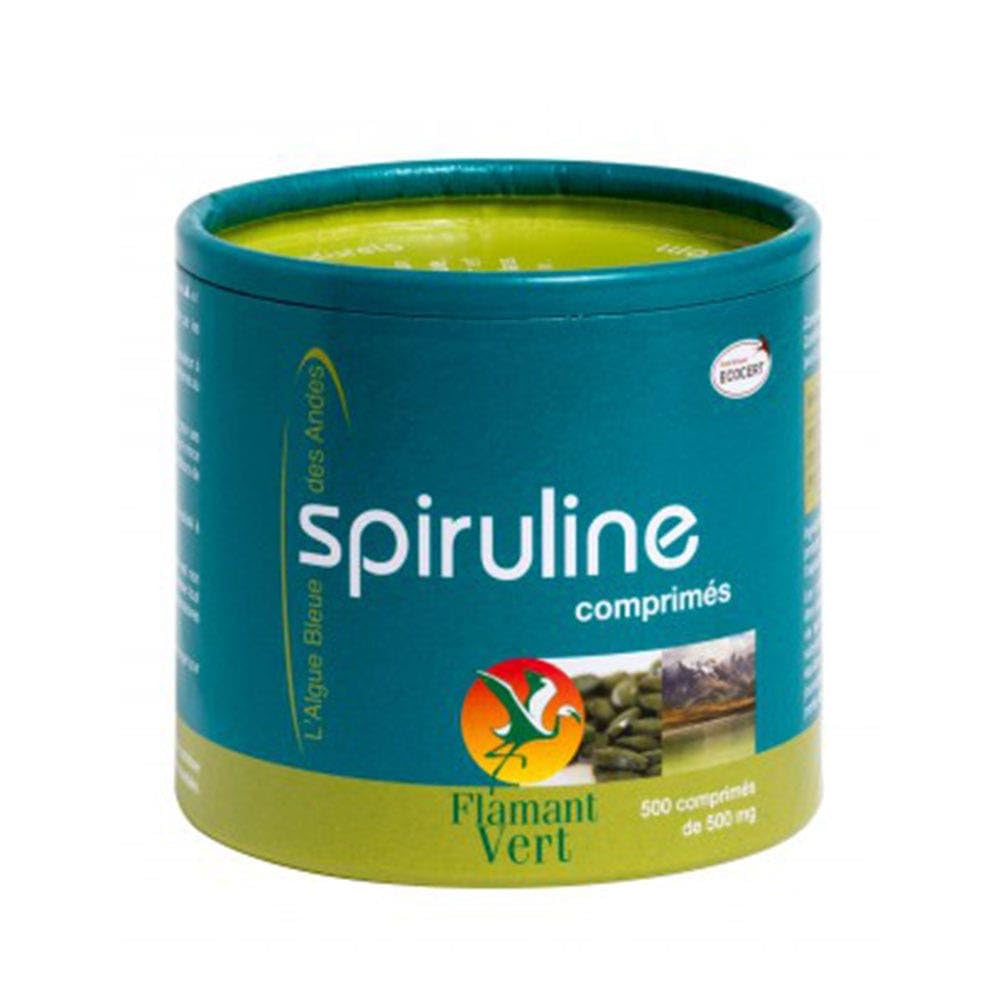 Flamant Vert Spiruline Algue Bleue des Andes 500 Comprimés de 500 mg