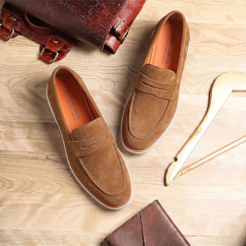 Image of HAYES LONDON Italian Suede Leather Loafers for Men | Casual Slip-On Shoes | Breathable & Lightweight Summer Wear | Comfortable Walking Shoes
